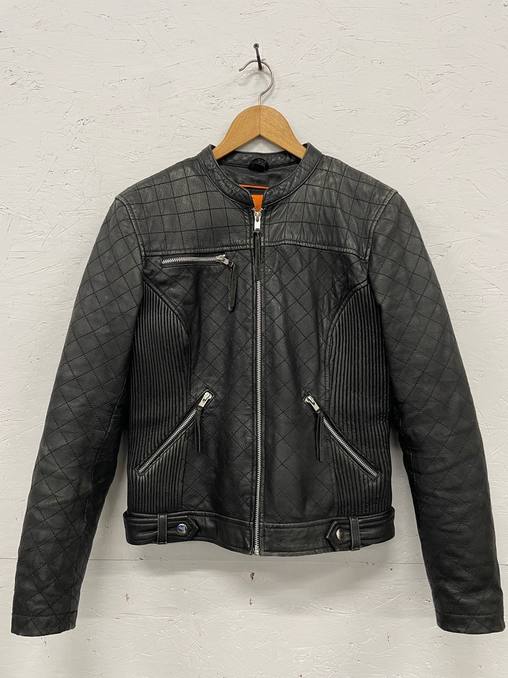 First Classics Queen of Diamonds Leather Motorcycle Jacket, Size L